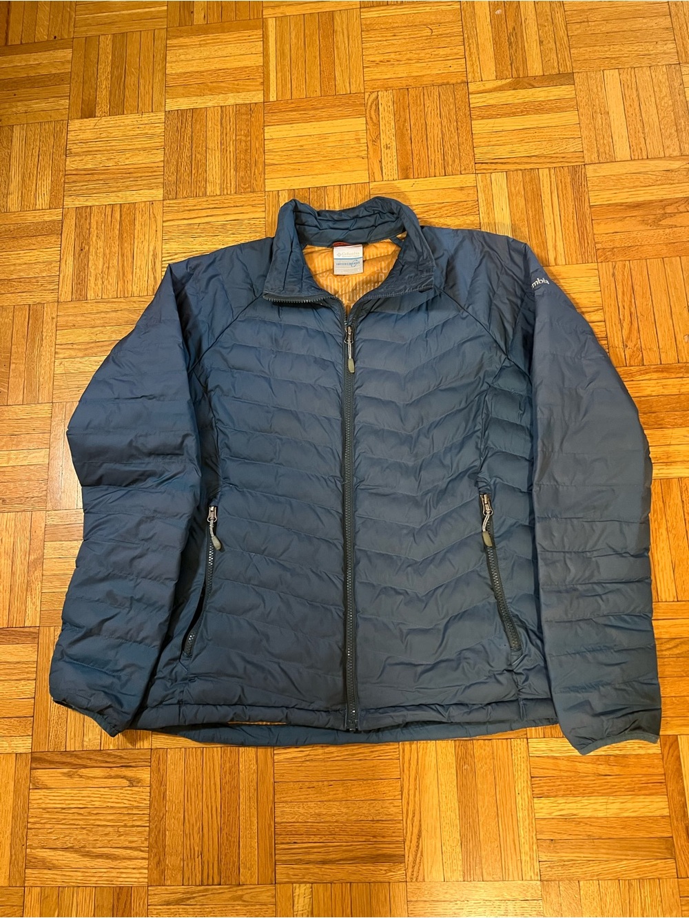 Fall to Winter in Columbia Sportswear Blue Quilted Puffer Jacket in size large